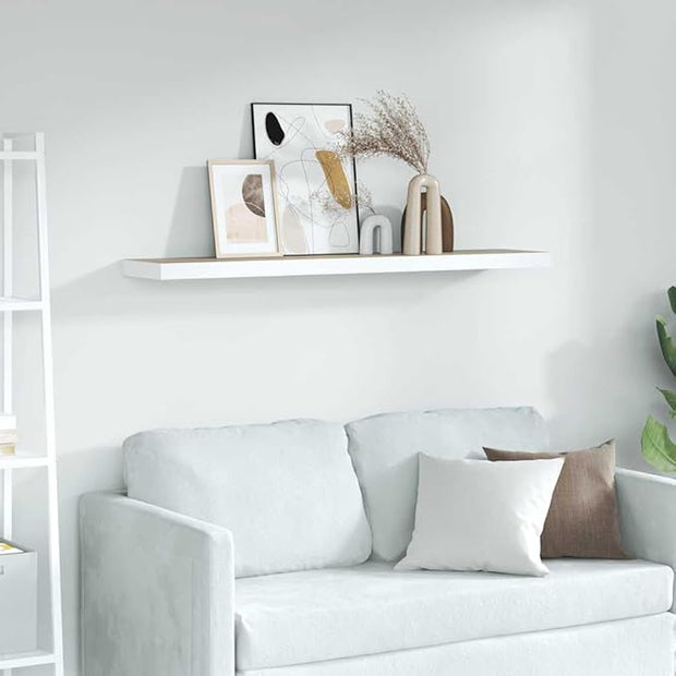 Floating Wall Shelf Oak White Honeycomb MDF Metal Medium Modern Invisible Mounting System for Books and Decor