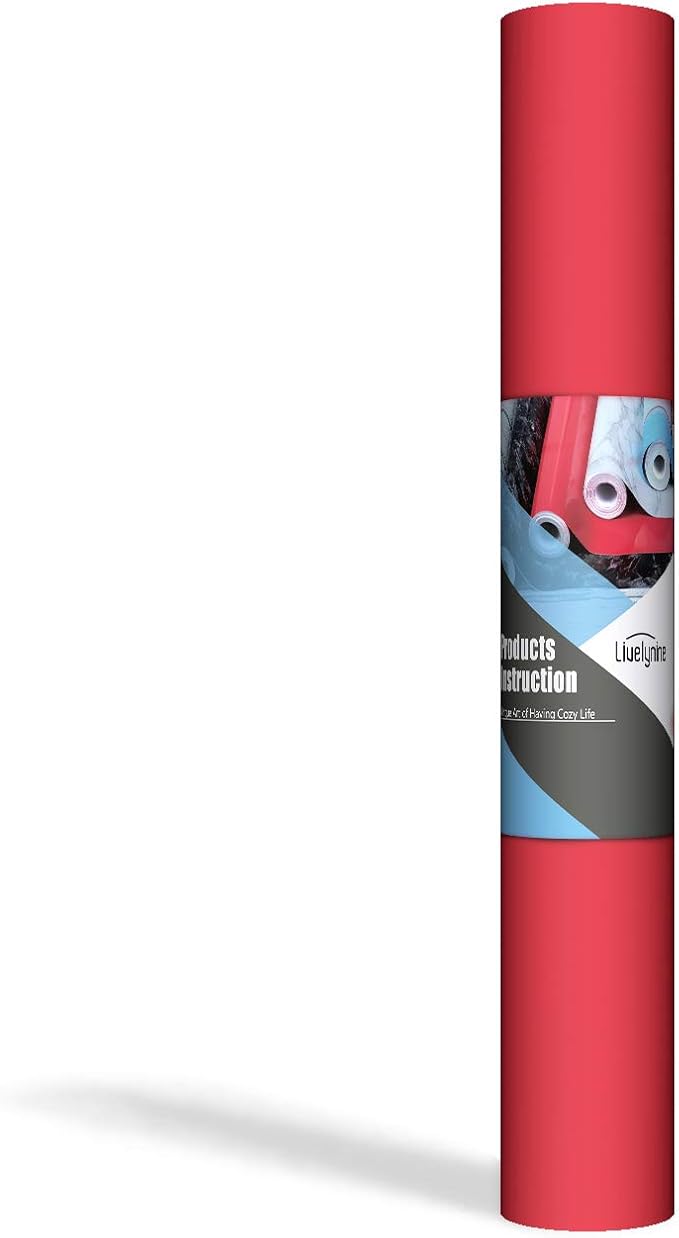 Livelynine 24 Inch Red Contact Paper for Cabinets Countertops Shelves Matte Red Wallpaper Peel and Stick Waterproof Kitchen Cabinet Covers Removable Wall Paper Red Vinyl Wrap for Cabinets 197"L Large
