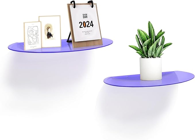 SetGame 2-Pack Acrylic Small Wall Shelves Wall Decor Wall Mounted, 12