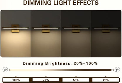 Hardwired Picture Light Brass Dimmable Modern LED Light for Pictures 15.7 Inch Long Swing Arm Art Lighting for Paintings Warm White 3000K Gallery Wall Light