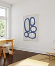 Nationcog Mid-Century Blue Beige Organic Circles Art, Minimalist Modern Wall Decor, Simple Contemporary Home Accent, Trendy Valentines Gift (Unframed) (27x40)