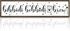 Cute Coffee Decoration, Country Farmhouse Wooden Box Sign, Rustic Wood Hanging Signs, Perfect for Home, Kitchen, Cafe, Bar or Coffee Corner Decor, Bibbidi Bobbidi Brew Sign 17.8x4x1.2 inches