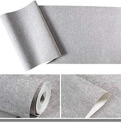 MelunMer Grey Peel and Stick Wallpaper 118In L 15.7In W Self Adhesive Removable Wallpaper for Bathroom/Bedroom Modern Contact Paper Silk Textured Silver Contact Paper for Cabinets Shelf Waterproof
