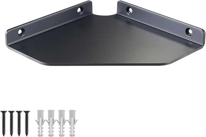 Corner Shelf Wall Mounted, Black Corner Shelf, Floating Corner Shelf – 3mm Thick Aluminum Alloy with Matte Finish for Bathroom Kitchen Living Room, 6 Inch Holds Phone Small Plants Speaker