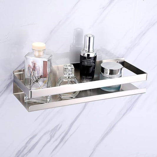OwnMy Bathroom Shower Shelf Stainless Steel Bath Kitchen Basket Shower Caddy Rack, Rustproof Metal Bathroom Storage Floating Shelves Wall Mounted Shower Corner Rectangular Shelf - 12 Inch Silver