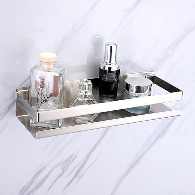 OwnMy Bathroom Shower Shelf Stainless Steel Bath Kitchen Basket Shower Caddy Rack, Rustproof Metal Bathroom Storage Floating Shelves Wall Mounted Shower Corner Rectangular Shelf - 12 Inch Silver