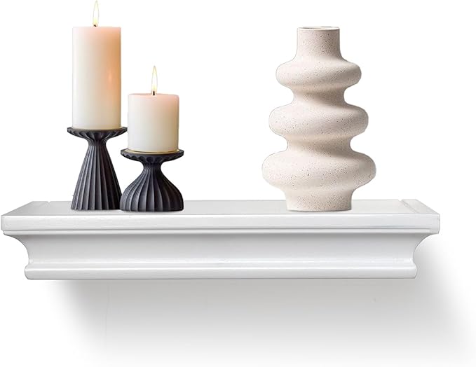 AHDECOR White Floating Shelves Wall Mounted, Deeper Wall Storage Shelf for Home Décor, Super Sturdy, Easy to Install, 12” Wide, 7.75” Deep