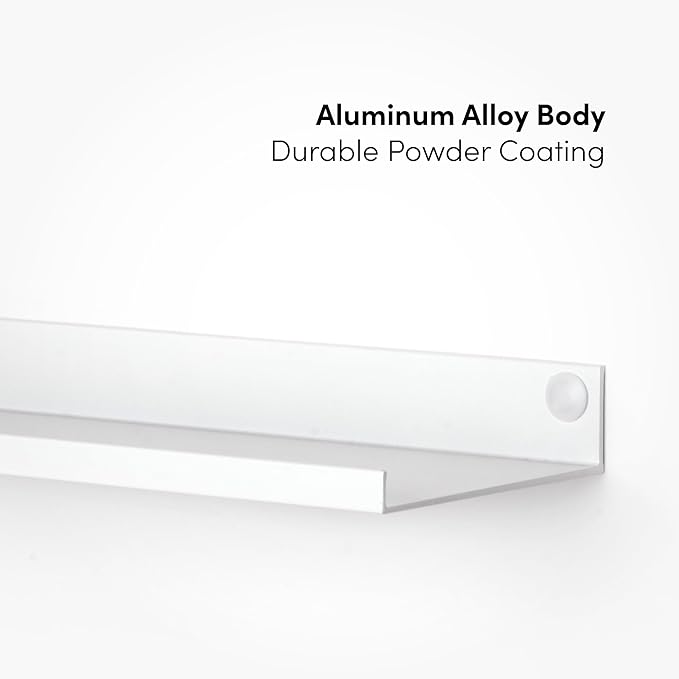 Metal Picture Ledge, Wall Mounted Floating Shelf - 16" White (Set of 2)