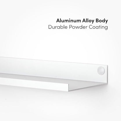 Metal Picture Ledge, Wall Mounted Floating Shelf - 16" White (Set of 2)