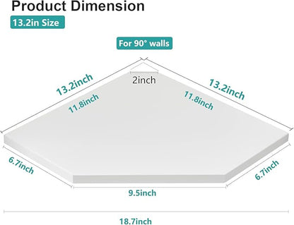 Corner Wall Shelves, Corner Floating Shelves Set of 2 Solid Oak Wood Display Shelf with Wire Hole Small Plant for Kitchen Living Room White,Oak 13.2inch
