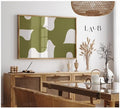 Nationcog Mid-Century Olive Green Beige Minimalist Art, Modern Wall Decor, Trendy Light Tones Easter Gift Home Accent Design (Unframed) (20x30)