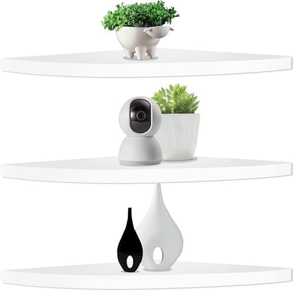 3Pcs Corner Mounting Shelf 20cm Wall Mounted Space Saving Wall Corner Shelf Easy to Install Corner Floating Shelves Minimalist Corner Wall Shelf for Bedroom Living Room Bathroom ZHAZHAMO