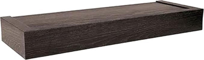 Four Seasons Courtyard 18 Inch Modern Flat Edge Dry Wall Installation Floating Storage Shelf, 15 Pound Weight Capacity Plastic Ledge, 2 Pack, Espresso