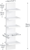HOOBRO 5 Tier Wall Shelf Unit, 2 Pack Floating Shelves Wall Mounted, Wall Mount Vertical Shelving, Floating Storage Rack, Organizer Tall Tower Design for Livingroom, Bedroom, Kitchen, White WT18BJP201