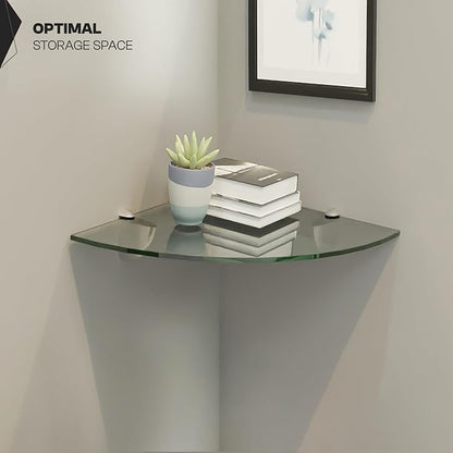 Fab Glass and Mirror Corner Glass Shelf, 6" x 6", Clear