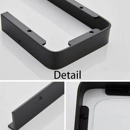 15.7in Bathroom Wall Shelf (2 Tier), Glass Shelf for Wall Mounted, Black Shower Caddy Shelves, Bathroom Shelves with Towel Holder for Shower Organization and Storage