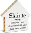 Slainte Sign, Irish Blessing Decor, May Your Heart Always Be Full House Shaped Wood Block Sign, Irish Gifts for Women Men, Home Kitchen Decor for Desk Table Shelf