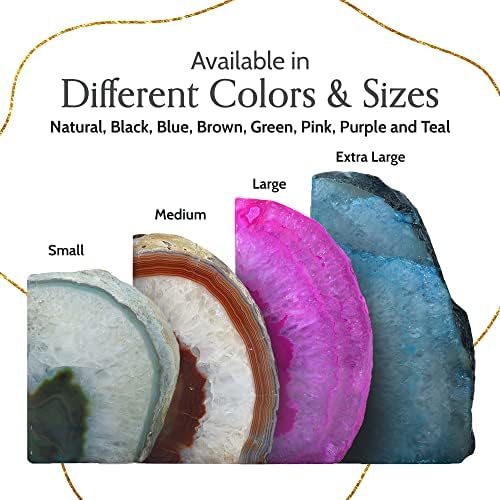 Nature's Decorations Brown Agate Bookends – A+ Grade Geode Heavy Duty Decorative Stone Crystal Book Ends for Shelves & Bookcases, Natural Polished Bookshelf Decor, 1 Pair 2-3Lbs