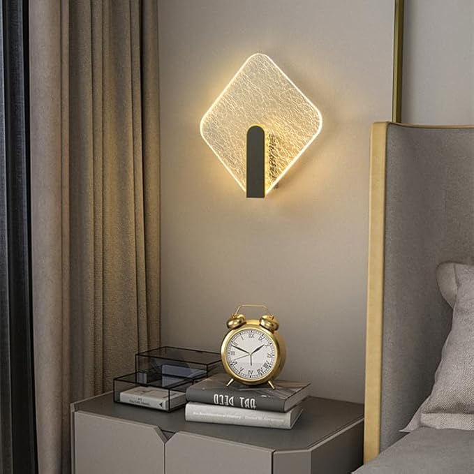 Acrylic Wall Lamp Modern Bedroom Bedside Lamp Minimalist Corridor Aisle Stair Light Study Living Room Background Wall Sconces Indoor Decoration (Diamond)