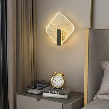 Acrylic Wall Lamp Modern Bedroom Bedside Lamp Minimalist Corridor Aisle Stair Light Study Living Room Background Wall Sconces Indoor Decoration (Diamond)