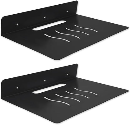 Steel Floating Shelves for Wall,Small Wall Shelf，Suitable for Bedroom, Living Room, Bathroom, Kitchen, Office (Black, 2Pack 9.06x6.89 in)