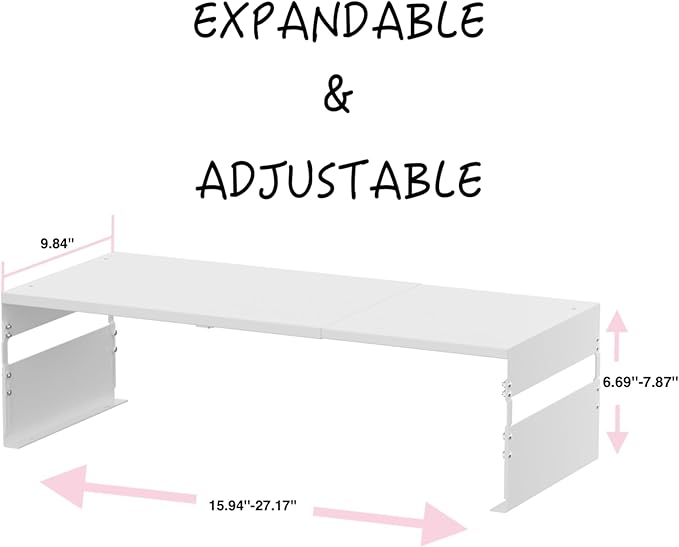 Adjustable Metal Bedside Shelf – Stackable Shelf for Bedroom, Living Room, Office, Space-Saving Storage Organizer, Easy Assembly，Sleek Matches Any Decor（2PACKS/White