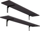 DINZI LVJ Long Wall Shelves, 47.3Inch Wall Mounted Shelves Set of 2, Extra Large Floating Storage Ledges with Sturdy Metal Brackets for Living Room, Bathroom, Bedroom, Kitchen, Espresso