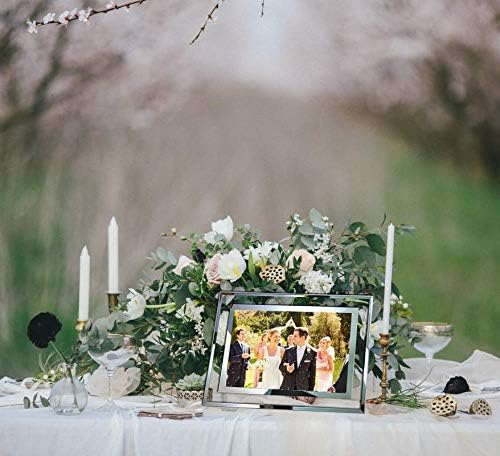 SIMON'S SHOP 4x6 Picture Frame, Wall and Tabletop Picture Frames 4x6, Glass Photo Frames Clear with Silver Borders, 3-Pack, Modern Home Office Décor