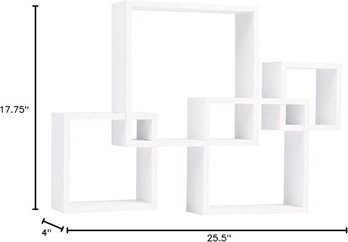 Danya B. Decorative Wall Mount Floating Intersecting Cube Accent Wall Shelf (White)
