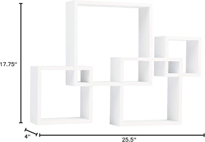 Danya B. Decorative Wall Mount Floating Intersecting Cube Accent Wall Shelf (White)