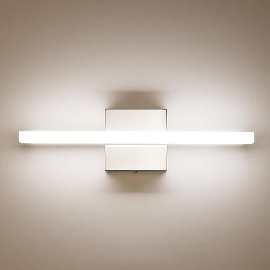 Combuh LED Bathroom Vanity Light Lamp 16Inch 9W IP44 Chrome Over Mirror Lighting Fixture Indoor Wall Sconce Modern Natural White 4000K