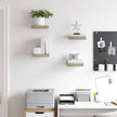 Floating Wall Shelf Set of 4 Oak Honeycomb MDF Metal Small Shelves for Modern Home Office Decor Storage Display