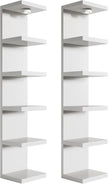 2 Pack 6-Tier Versatile Wall Shelf Unit with USB Rechargeable Led Light (Remote Controlled),Vertical Floating Display Shelves,Lack Style Wall Shelves for Bedroom, Decor,Vanity-White