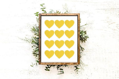 Nationcog Yellow Heart Wall Art, Mid Century Minimalist Poster, Scandi Folk Inspired Kids Room Decor, Retro Modern Artwork, Cute Valentine Gift for Home or Nursery (Unframed) (24x36)