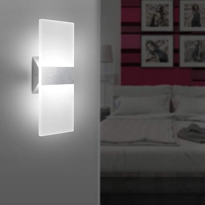 ChangM Modern LED Acrylic Wall Sconce 12W Cool White 6000K Up Down Lamp for Bedroom Corridor Stairs Bathroom Indoor Lighting Fixture Lamps Home Room Decor Not Dimmable No Plug(1 Pack)