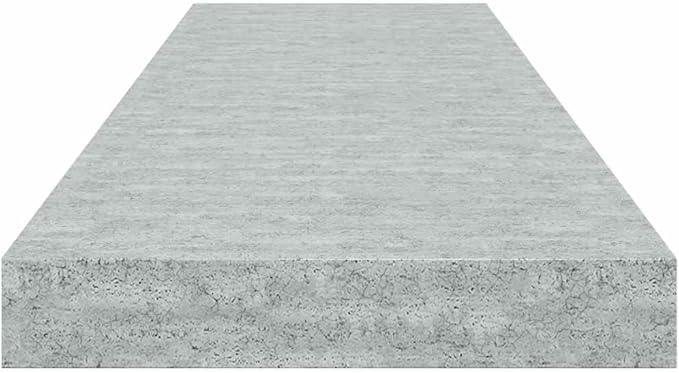 Set of 2 Concrete Grey Honeycomb MDF Floating Wall Shelves with Invisible Mounting System for Modern Home Office Decor and Display Storage