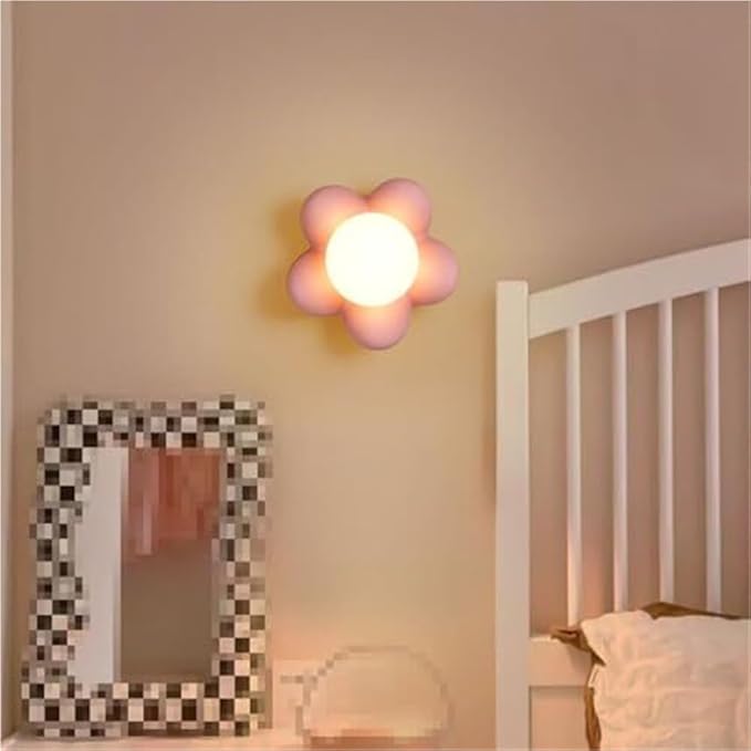 Modern Minimalist Wall Lamp Cream Flower Accent Light for Bedroom Living Room Study Room Dining Room Stairs Porch Hall Restaurant Wall Mounted Lamp Creative Simplicity Wall Sconce(Pink)