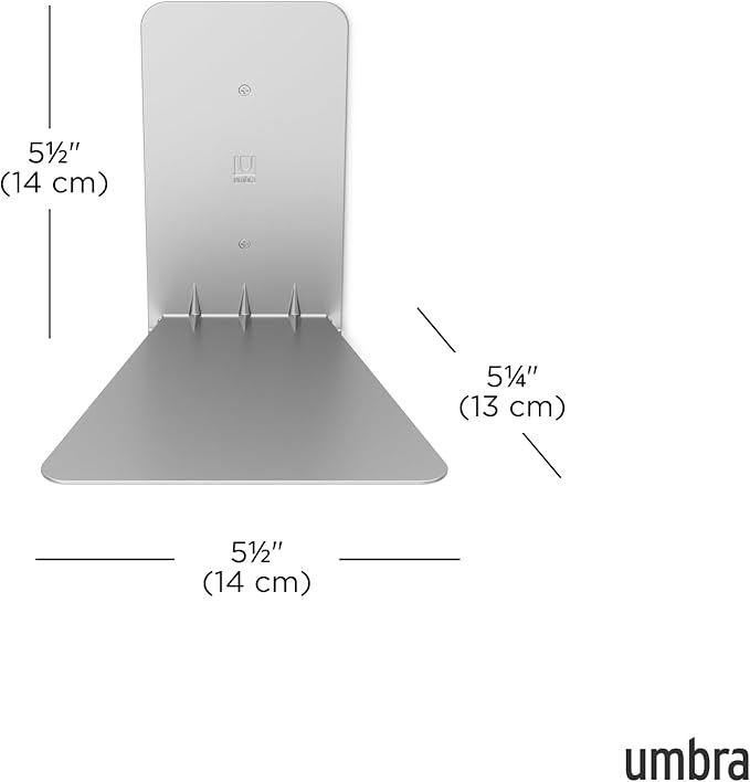 Umbra Conceal, Sturdy Metal Floating Bookshelf for Wall, Silver, Small, Set of 3