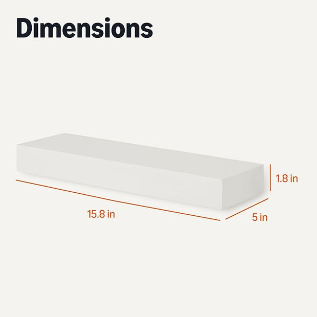 Amazon Basics Wood Floating Wall Shelves, 3-Pack, White, 15.8" x 5" x 1.8"