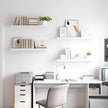 White Honeycomb Floating Wall Shelf Set of 4, 35.4 Inch Long MDF and Metal Modern Shelves for Stylish Display and Space Saving Storage