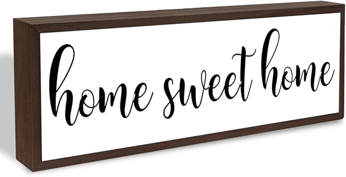 Home Sweet Home Sign, Rustic Framed Wood Sign, Wall Decoration for Room, Modern Farmhouse Wood Decor, Living Room Decors, Front Door Porch Decors, Shelf Counter Tabletop Decoration, Housewarming Gift