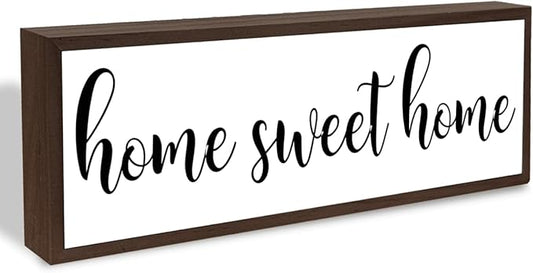 Home Sweet Home Sign, Rustic Framed Wood Sign, Wall Decoration for Room, Modern Farmhouse Wood Decor, Living Room Decors, Front Door Porch Decors, Shelf Counter Tabletop Decoration, Housewarming Gift