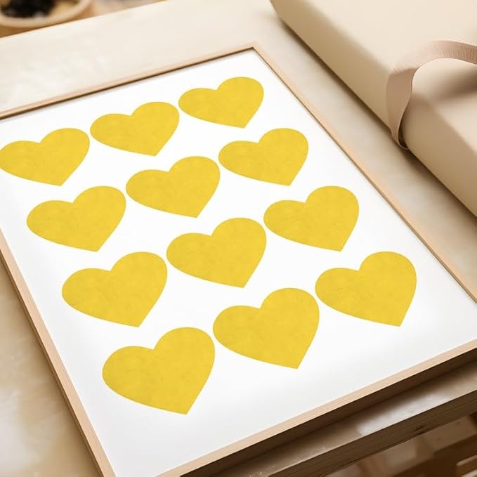 Nationcog Yellow Heart Wall Art, Mid Century Minimalist Poster, Scandi Folk Inspired Kids Room Decor, Retro Modern Artwork, Cute Valentine Gift for Home or Nursery (Unframed) (9x11)