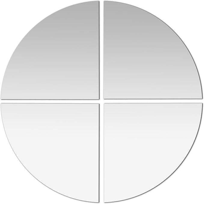Americanflat Adhesive Mirror Tiles - Set of 4 Quarters Circle Mirrors for Wall and Home Decor - Peel and Stick Mirrors - Modern Glass Mirror for Bathroom, Bedroom, Living Room