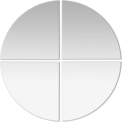 Americanflat Adhesive Mirror Tiles - Set of 4 Quarters Circle Mirrors for Wall and Home Decor - Peel and Stick Mirrors - Modern Glass Mirror for Bathroom, Bedroom, Living Room