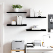 Set of 4 Floating Wall Shelves High Gloss Black Honeycomb MDF Metal Frame Modern Storage Display