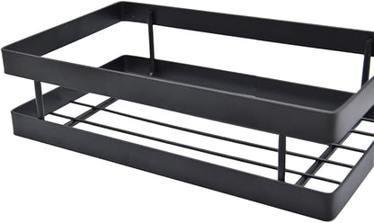 Hoshen Kitchen Hanging Buckle Spice Rack, Wrought Iron Coating Storage Rack, Wall-Mounted Spice Bottle Jam Storage Rack, Bathroom Storage Rack，1 Piece ，Black，30CM