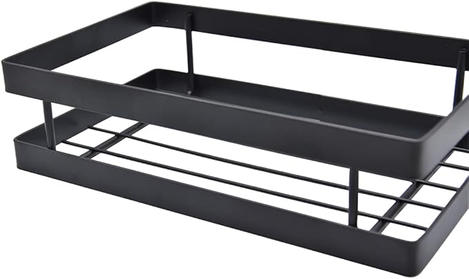 Hoshen Kitchen Hanging Buckle Spice Rack, Wrought Iron Coating Storage Rack, Wall-Mounted Spice Bottle Jam Storage Rack, Bathroom Storage Rack，1 Piece ，Black，30CM