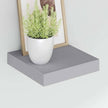 Gray MDF Floating Wall Shelf Set of 2, 9.1x9.3x1.5 Inch Square Shelves for Modern Home Decor, Invisible Mounts for Easy Installation, Durable Display Storage for Books