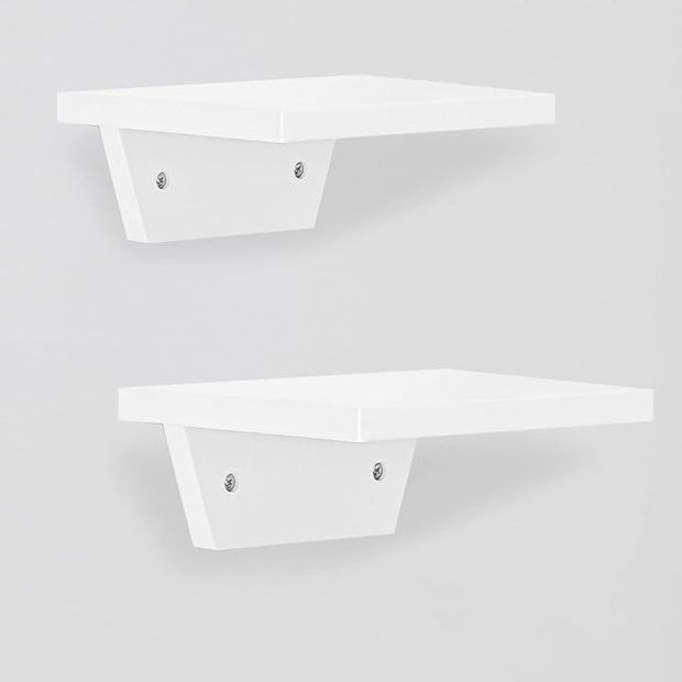 PHOENANCEE Small Floating Shelves,Trapezoid Wall Shelf for Speaker Table Lamp Plants Display,Decorative Wood Ledges Chic for Living Room,Bedroom,Kitchen,Office,Pine,8x6 Inch,2 Pack(White)
